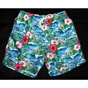 Franks Maui Men's Hawaiian Floral‎ Print Swim Shorts Size Small
